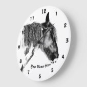 白黒馬 ラージ壁時計 (傾斜)