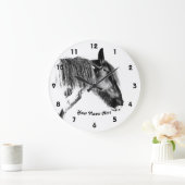 白黒馬 ラージ壁時計 (ホーム)