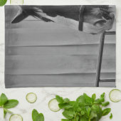 白黒馬 – 動物写真アート キッチンタオル (折り畳み)