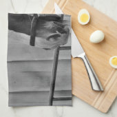 白黒馬 – 動物写真アート キッチンタオル (四つ折り)