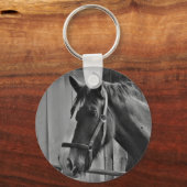 白黒馬 – 動物写真アート キーホルダー (正面)