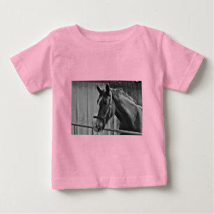 白黒馬 – 動物写真アート ベビーTシャツ