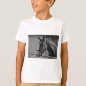 白黒馬 – 動物写真アート Tシャツ (正面)