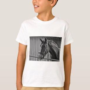 白黒馬 – 動物写真アート Tシャツ