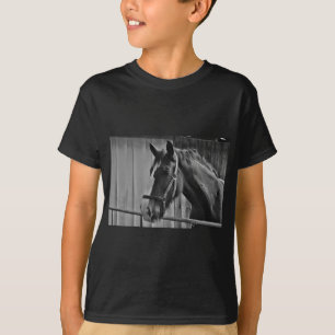 白黒馬 – 動物写真アート Tシャツ