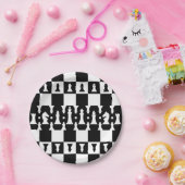 白黒駒パターン- ペーパープレート (パーティー)