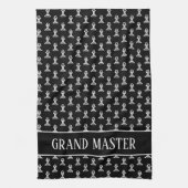 白黒駒パーソナライズされた駒 キッチンタオル (縦)