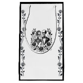 白黒骨格フローラバラ結婚つる植物 スモールペーパーバッグ (正面)