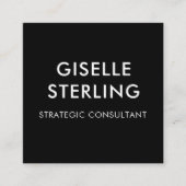 白黒高級ミニマルタイポグラフィQRコード スクエア名刺 (正面)