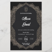 白黒高級結婚式招待状 (正面)