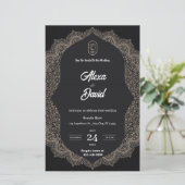 白黒高級結婚式招待状 (スタンド正面)