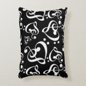 白黒高音クレフ、 音符記号ハート音符パターン アクセントクッション (正面(垂直))