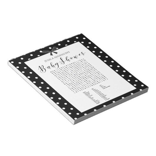 白黒魅力的赤ちゃんシャワー単語の検索ゲーム ノートパッド (アングル)