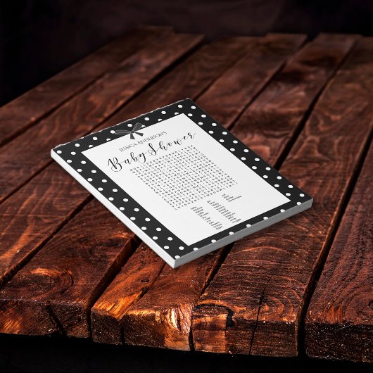 白黒魅力的赤ちゃんシャワー単語の検索ゲーム ノートパッド