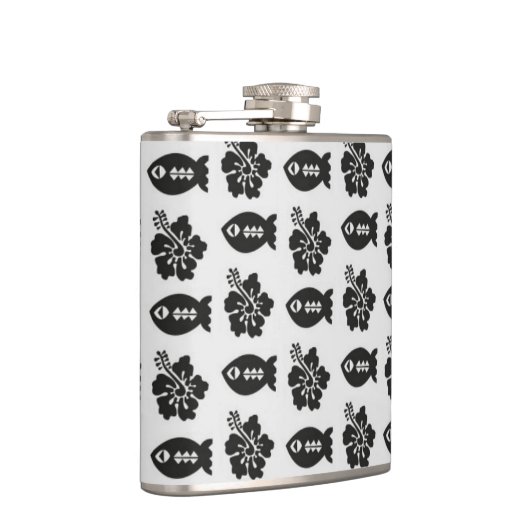 白黒魚と花柄 フラスク (右)