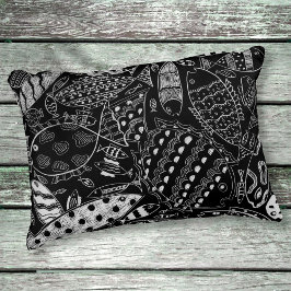 白黒魚の絵柄モダン芸術 アクセントクッション