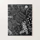 白黒魚の絵柄モダン芸術 ジグソーパズル (縦)