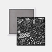 白黒魚の絵柄モダン芸術 マグネット (正面/裏面)