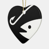 白黒魚の頭部およびホック- セラミックオーナメント (左)