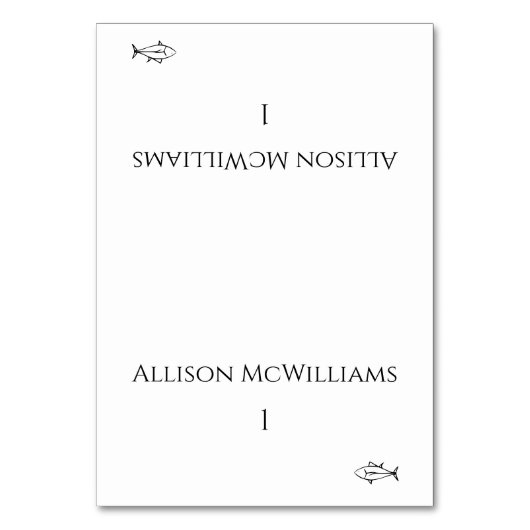 白黒魚モダンのアイコン –  テーブルナンバー (正面)