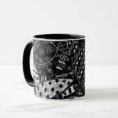 白黒魚モダン柄 マグカップ (正面左)