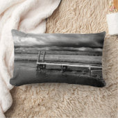 白黒魚釣り写真枕 ランバークッション (ブランケット)