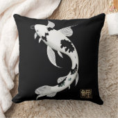 白黒魚|コイ装飾用クッション クッション (ブランケット)