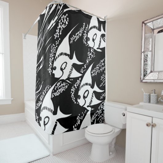 白黒魚 シャワーカーテン (インサイチュ)