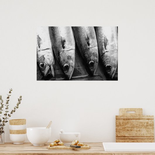 白黒魚 ポスター (キッチン)