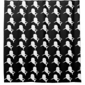 白黒鮫クジラ模様 シャワーカーテン (正面)