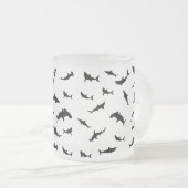 白黒鮫クジラ模様 フロストグラスマグカップ (正面右)