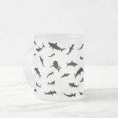 白黒鮫クジラ模様 フロストグラスマグカップ (正面左)
