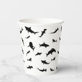 白黒鮫クジラ模様 紙コップ (正面)