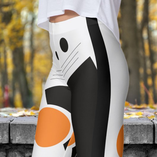 白黒鮮やか抽象芸術パターン レギンス