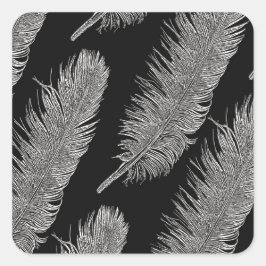 白黒鳥の羽 スクエアシール