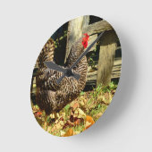 白黒鶏 ラウンド壁時計 (傾斜)