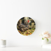 白黒鶏 ラウンド壁時計 (ホーム)