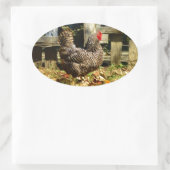 白黒鶏 楕円形シール (バッグ)