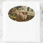 白黒鶏 楕円形シール (バッグ)