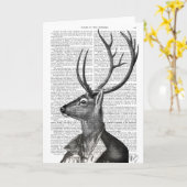 白黒鹿ポートレート カード (黄色い花)