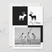 白黒鹿メリークリスマス書道写真 シーズンカード (正面)