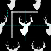 白黒鹿 ファブリック (タイル)