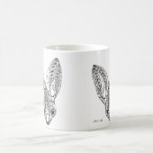 白黒黄色翼ファンシーこうもりスケッチ コーヒーマグカップ (中央)