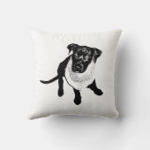 白黒黒い実験室の子犬のイメージ クッション (裏面)