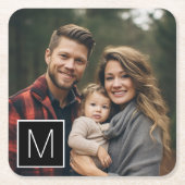 白黒1フォトコラージモノグラ独身のム スクエアペーパーコースター (正面)