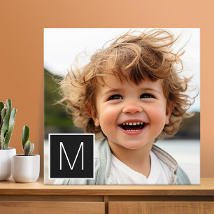 白黒1フォトコラージュカスタムモノグラム キャンバスプリント