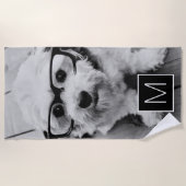 白黒1フォトコラージュカスタムモノグラム ビーチタオル (正面)