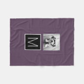 白黒1フォトコラージュカスタムモノグラム フリースブランケット (正面(横))