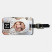 白黒1フォトコラージュカスタムモノグラム ラゲッジタグ (正面横)