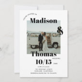 白黒1フォトミニマルはっきりしたリスト結婚ズ 招待状 (正面)